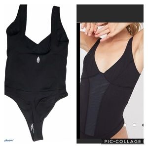 FREE PEOPLE Heart of Gold Leotard Black XS